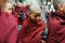 Portrait of Buddhist monks in line