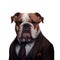 Portrait of a bulldog dressed in a formal business suit