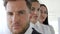 Portrait of Businessmen Standing in row in office, face of business, group of office workers,