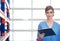 Portrait of a businesswoman with clipboard in warehouse