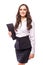 Portrait of businesswoman keeping folder