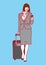 Portrait businesswoman walking with carry bag while using smart phone,  Vector illustration