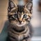 A portrait capturing the playful mischief of a curious tabby kitten1