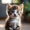A portrait capturing the playful mischief of a curious tabby kitten2