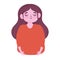 Portrait cartoon girl close eyes isolated icon style