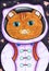 Portrait of a cat astronaut. Children`s drawing