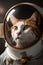 Portrait of a cat in an astronaut\'s suit