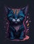 Portrait of a cat with expressive eyes. Vector illustration on a dark background. Ai generated