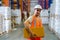 Portrait Caucasian warehouse worker standing in large warehouse distribution center