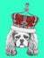 Portrait of Cavalier King Charles Spaniel with crown.