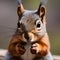 A portrait of a charming squirrel holding a nut, its cheeks puffed out3