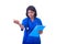 Portrait of a charming young nurse with stethoscope and folder