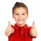 Portrait of cheerful boy showing thumbs up gesture