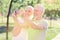 Portrait of cheerful family making selfies