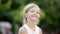 portrait of cheerful girl with long hair