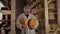 Portrait Of Cheesemaker In Cellar, Basement. Home Cheese Production, Business