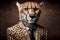 portrait of cheetah in an expensive business suit