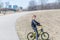 Portrait of a child on a bicycle on  sunny day