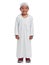 Portrait, children and muslim with a boy in studio isolated on a white background for religion or belief in allah. Islam