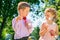 Portrait of children with soap bubbles