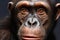 Portrait of a chimpanzee close-up in a studio
