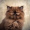 Portrait of a chocolate Himalayan kitten looking at the camera. Closeup face of a cute Himalayan kitty at home. Portrait of a