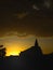 Portrait of Church silhoutte as foreground of sunset in Makassar