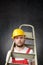 Portrait of a clumsy worker with ladder