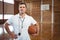 Portrait of confident basketball coach