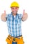 Portrait of confident repairman gesturing thumbs up