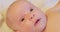 portrait of contemporary cute little curious newborn baby with attentive look.extreme close-up