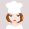 Portrait of a cook girl Isolated female chef avatar.