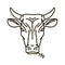 Portrait of cow. Farm animal, bull icon or logo. Vector illustration