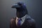 Portrait of a Crow Dressed in a Formal Business Suit at The Office