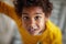 Portrait of cute afro-american girl..Afro american  little girl with curly hair