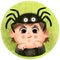 Portrait of a cute boy in a spider costume illustration