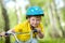 Portrait of a cute child on bicycle