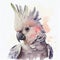 Portrait of a cute cockatoo, watercolor illustration