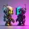 A portrait of cute cyberpunk robots.