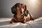 Portrait of a cute dachshund with funny eyes