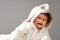 Portrait of a cute little girl dressed in Easter bunny suit