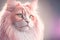 Portrait of a cute pink furry cat, ai generated