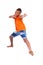 Portrait of a cute teenage black boy jumping