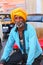 Portrait of cycle rickshaw driving in the streets of Jaipur, Rajasthan, India