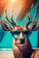 Portrait of Deer in sunglasses at the resort. AI generated