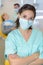 Portrait dental worker wearing mask