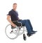 Portrait of disabled man on wheelchair