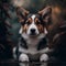 portrait of a dog, a cute sitting dog looking ahead in outdoor generated by ai