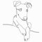 Portrait of a dog in one line. Whippet ,greyhound realistic silhouette outline on white background. Lineart. The small