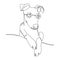 Portrait of a dog in one line. Whippet ,greyhound realistic silhouette outline on white background. Lineart. The small